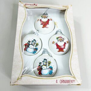 VTG Rauch Pyramid Santa Snowman christmas ornaments glass-read descrip GUC